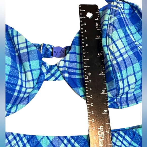 Krista Swimsuit Blue Plaid 3PC Size 14 Medium - Picture 5 of 9